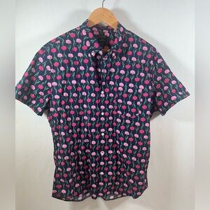 J. Crew Pink and Blue Floral Men's Shirt Flex Washed Slim NWT Size L